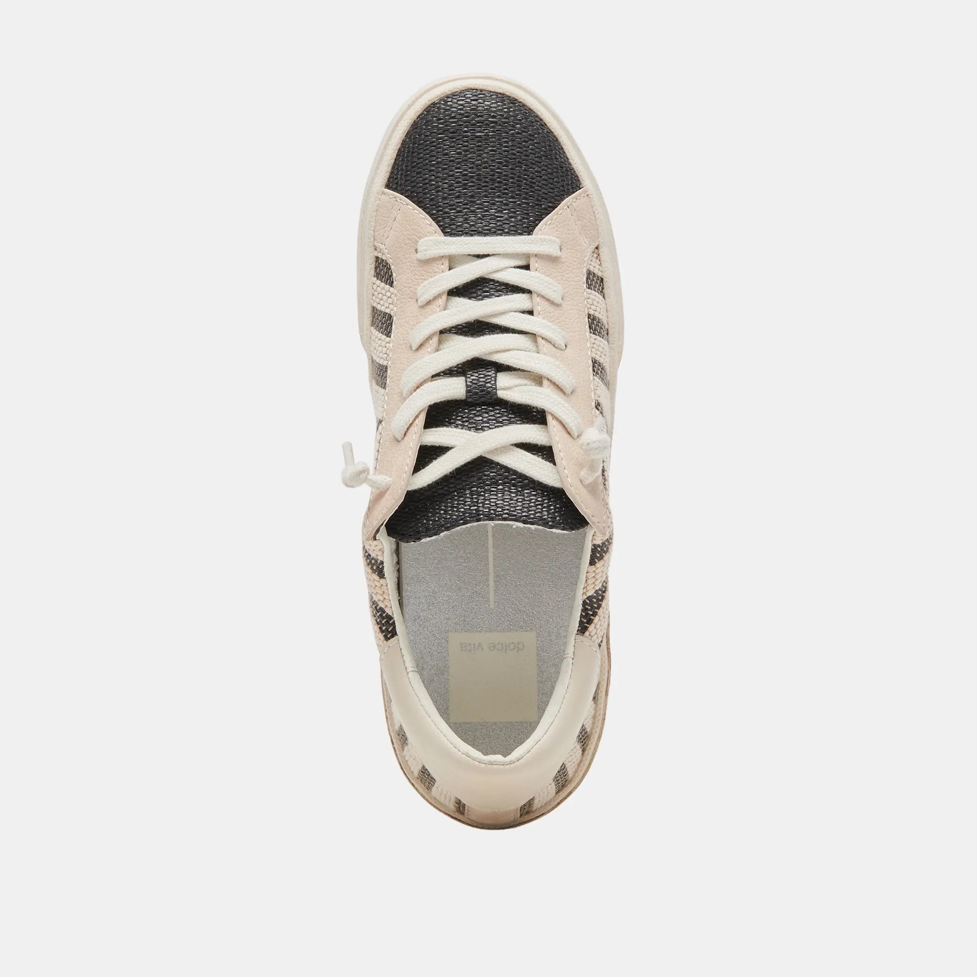 ZINA PATCH SNEAKERS NOIR BEIGE RAFIA