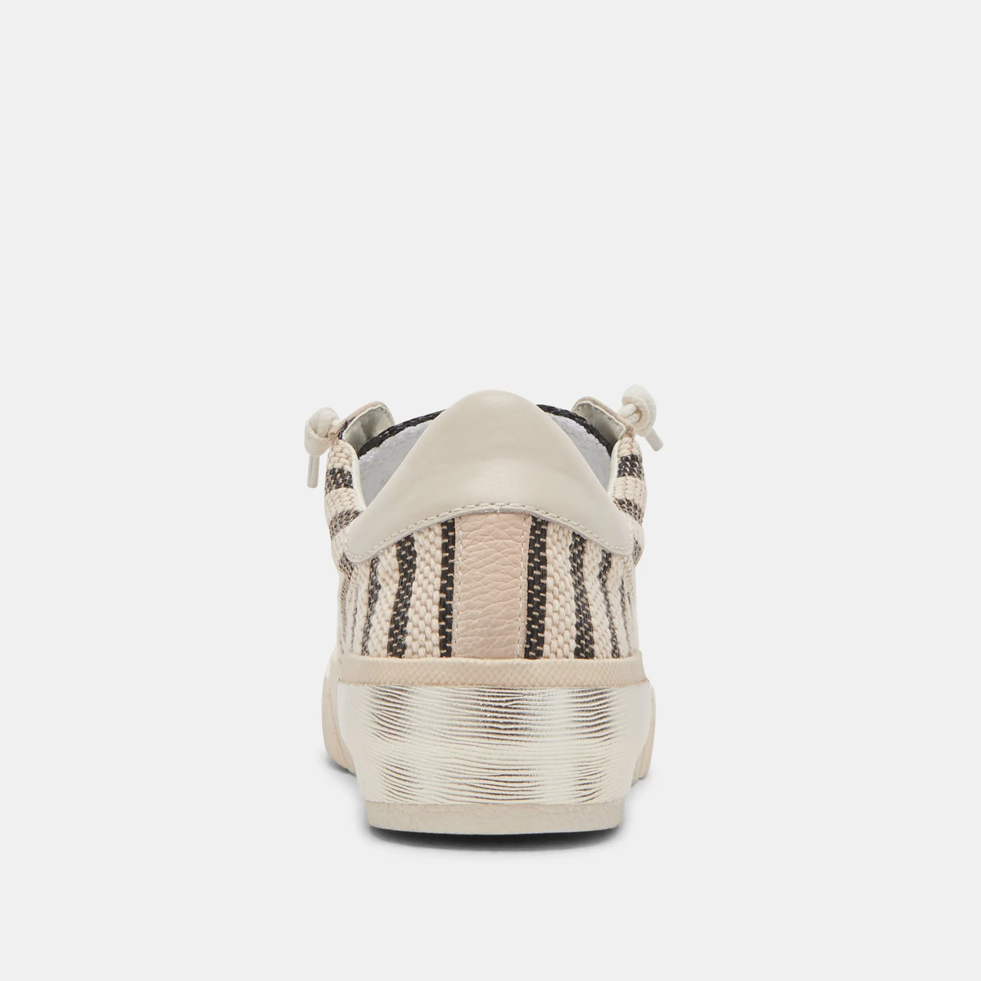 ZINA PATCH SNEAKERS NOIR BEIGE RAFIA