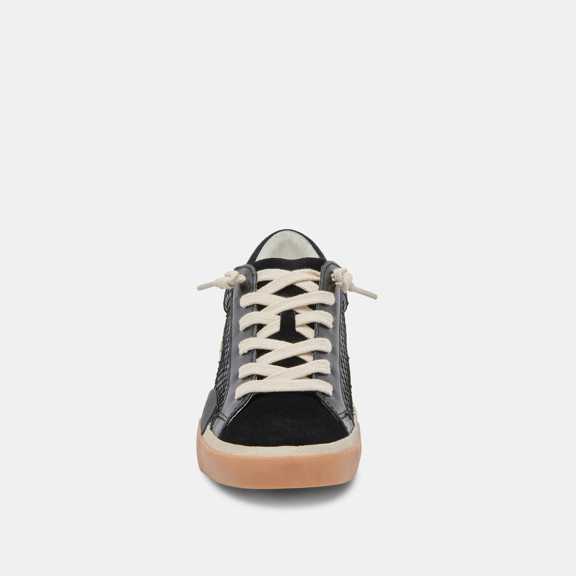 ZINA WIDE SNEAKERS CUIR GRAVÉ ONYX