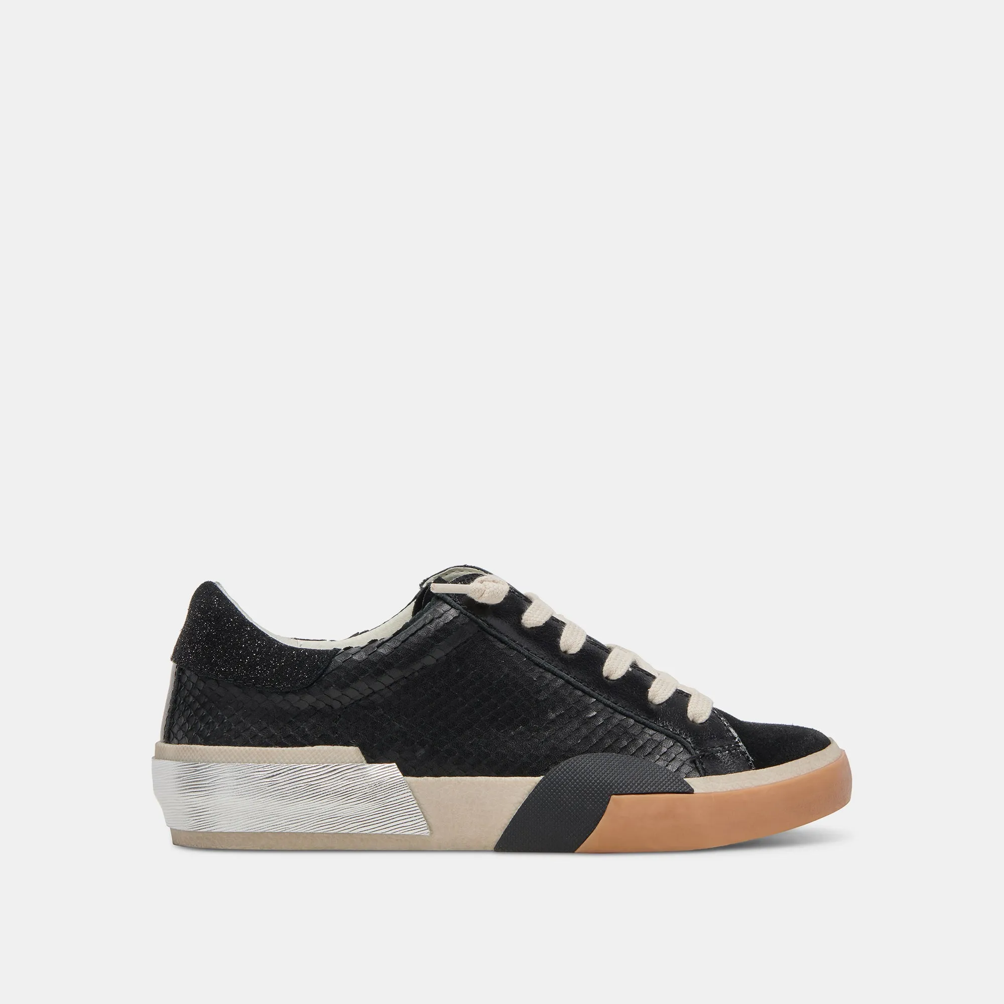 ZINA WIDE SNEAKERS CUIR GRAVÉ ONYX