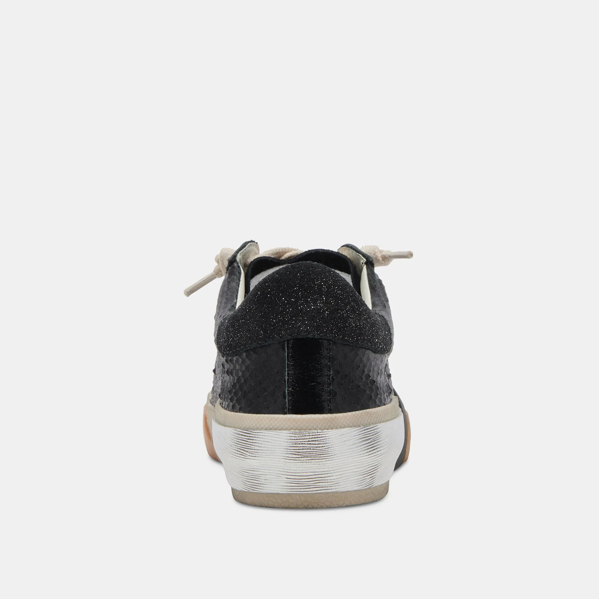 ZINA WIDE SNEAKERS CUIR GRAVÉ ONYX
