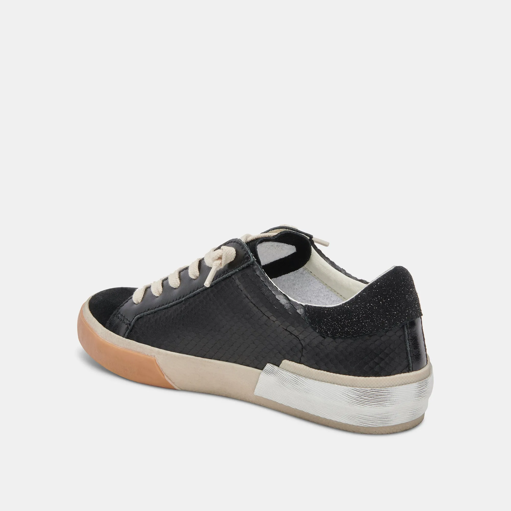 ZINA WIDE SNEAKERS CUIR GRAVÉ ONYX