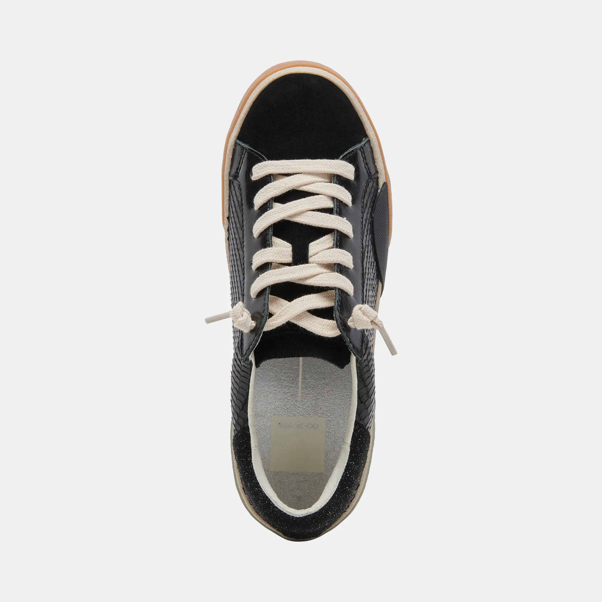 ZINA WIDE SNEAKERS CUIR GRAVÉ ONYX